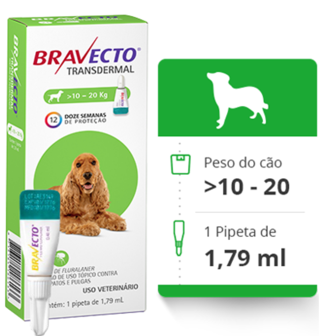 Bravecto Transdermal para Cães de 10 a 20 Kg - 500 mg - Mercado AgroPet