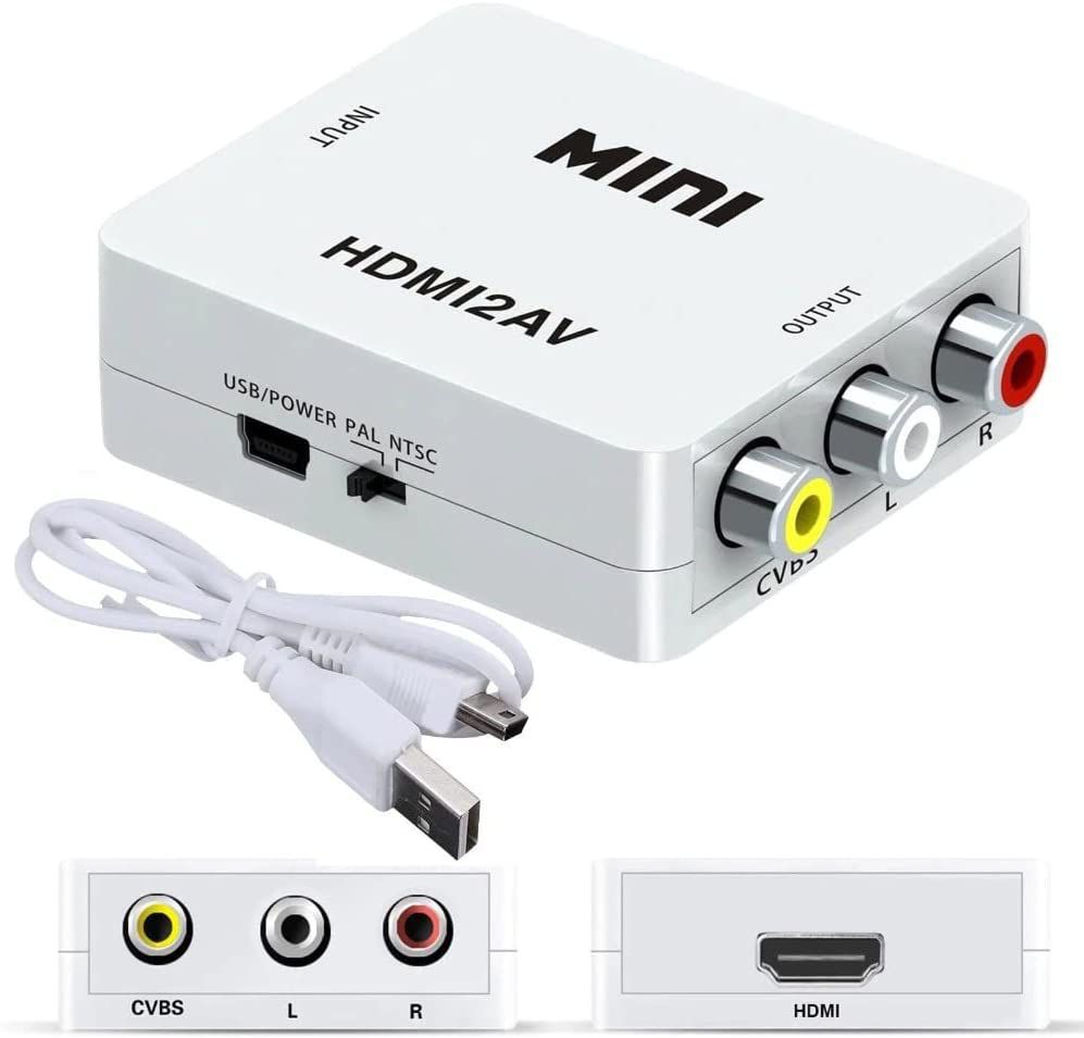 Conversor AV 2 Rca Para Hdmi Adaptador Vídeo HD 1080P Áudio