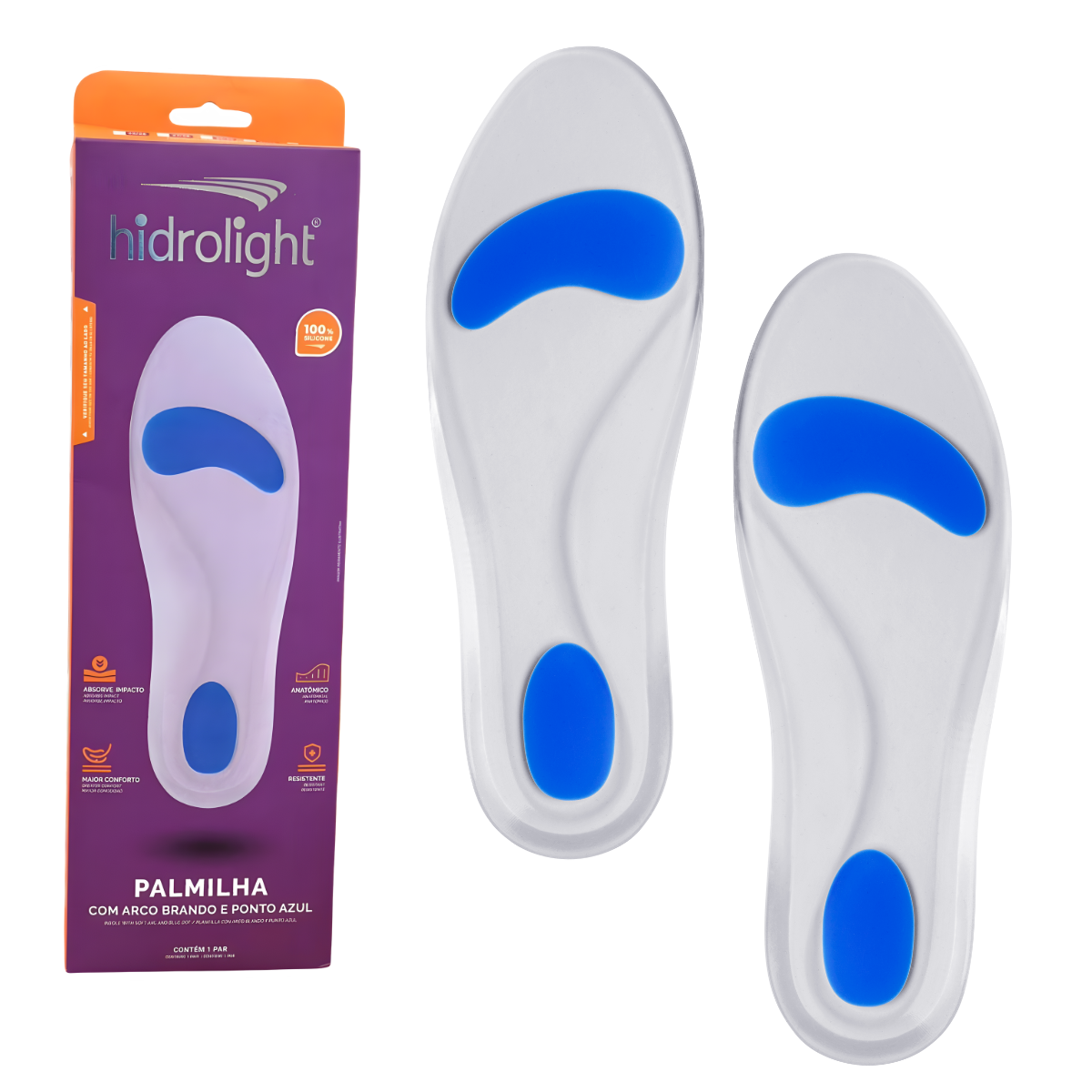 Palmilha Ortopédica De Silicone Super Confortável Arco Brando Sem dor ...