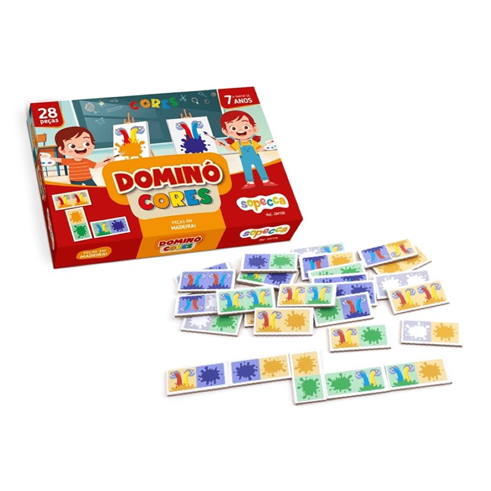 Kit 5 Jogos Domino Infantil Colorido Com 28 Pedras Em Cada