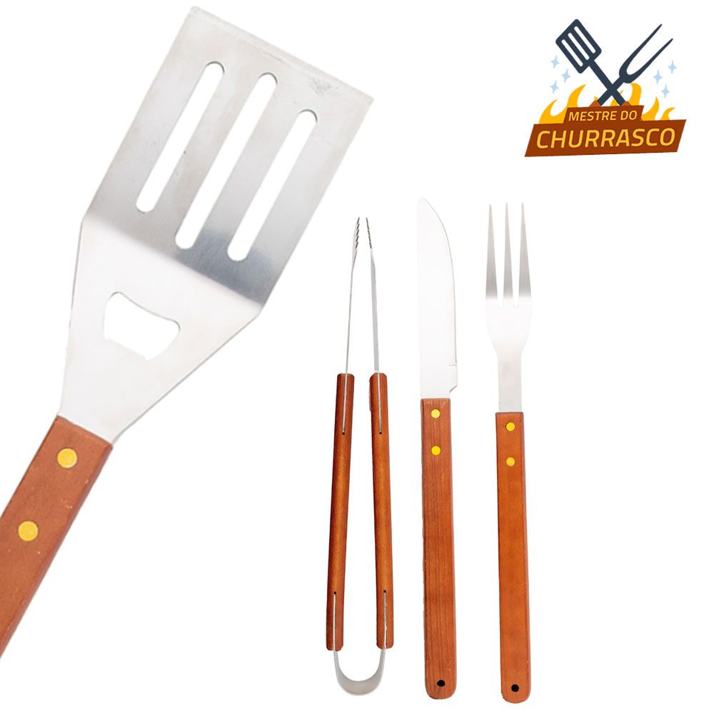 Kit para Churrasco 3 Peças Tramontina - Garfo, Pegador e Faca