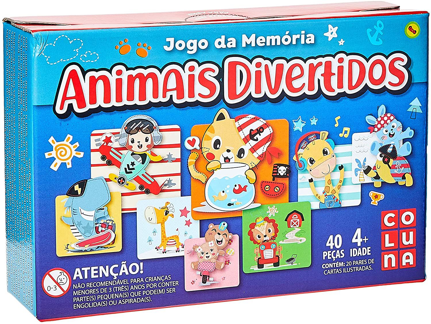 JOGO DA MEMÓRIA EDUCATIVO PARA CRIANÇAS DE ANIMAIS 40 PEÇAS - Loja
