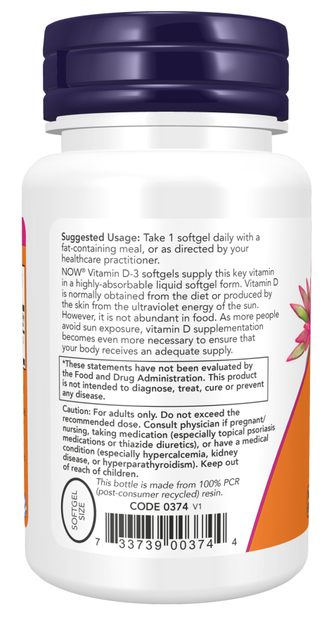 VITAMINA D3 5000 UI 120 CÁPSULAS NOW FOODS - Be Fit