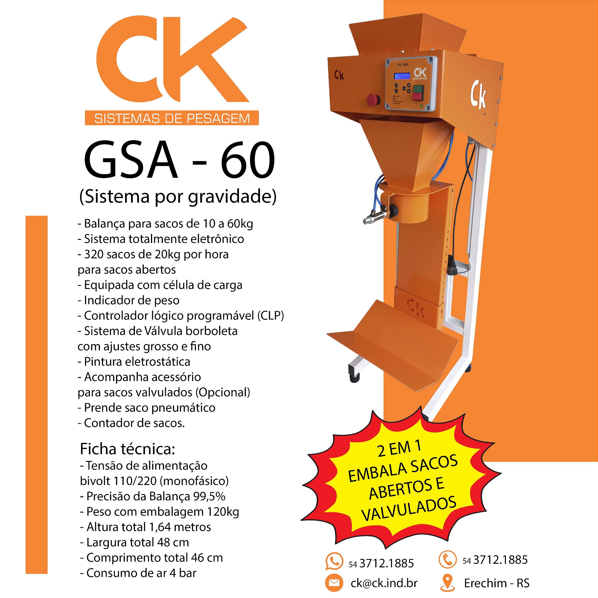 Balança Ensacadeira GSA-60 - CK Sistemas de Pesagens