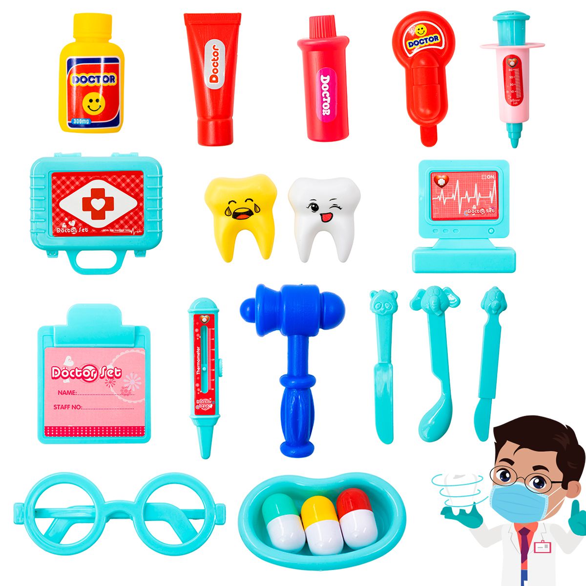 Brinquedo Kit Dentista Infantil Médico Doutor Didático - Azul