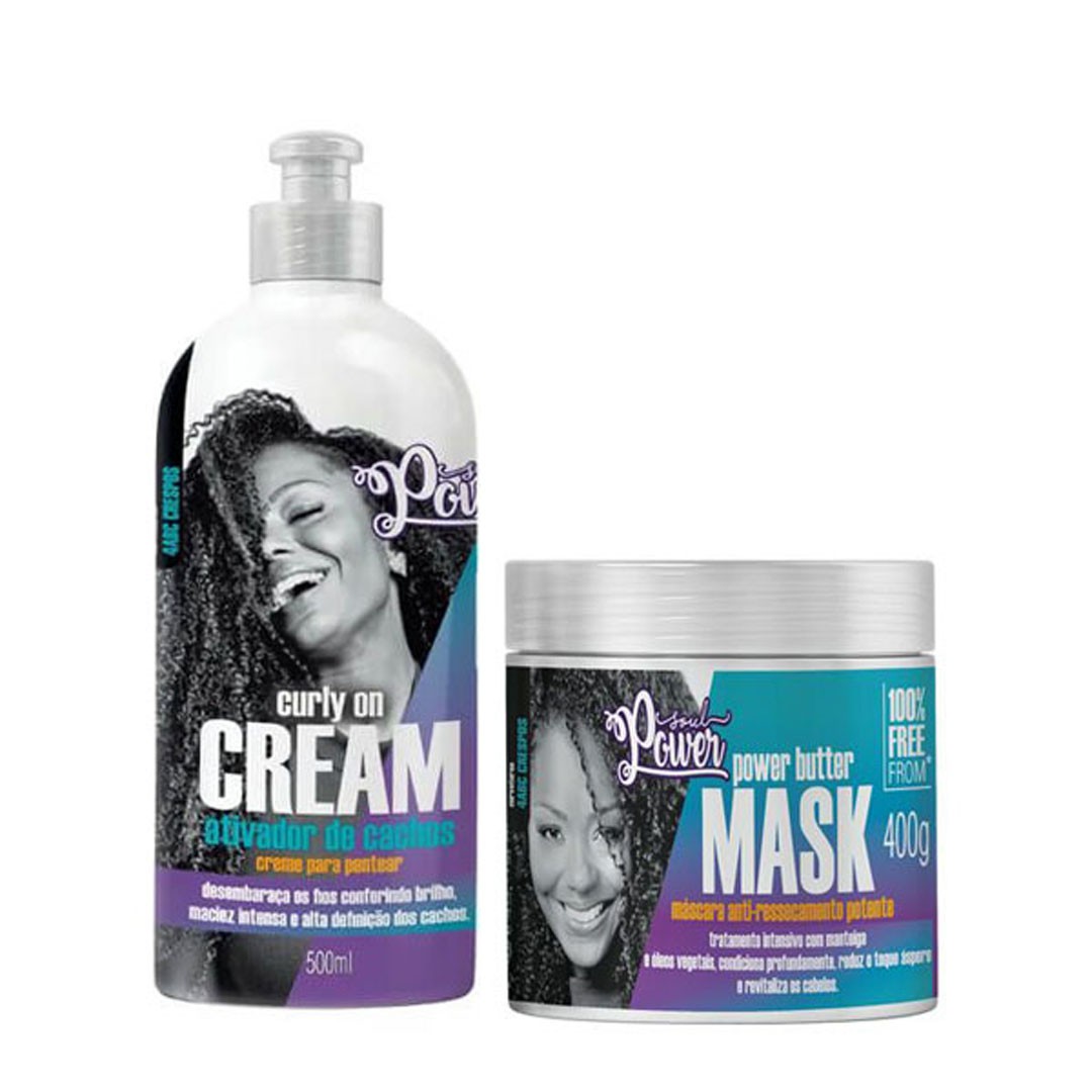 Kit Soul Power Curly on cream e Power Butter Mask Niale Cosméticos e