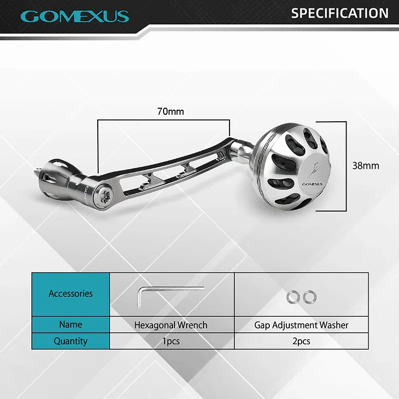 GOMEXUS ALUMINUM HANDLE FOR SHIMANO SPINNING REEL LMY-A38 - Vican