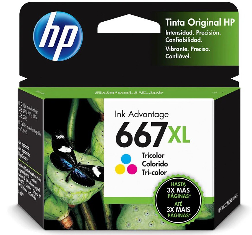 Cartucho HP 667XL Colorido Original (3YM80AL) Para HP DeskJet Ink Advantage  2376, 2776, 6476, HP - CX 1 UN - MecSupri - A sua melhor impressão |  Cartuchos e toners para impressora.