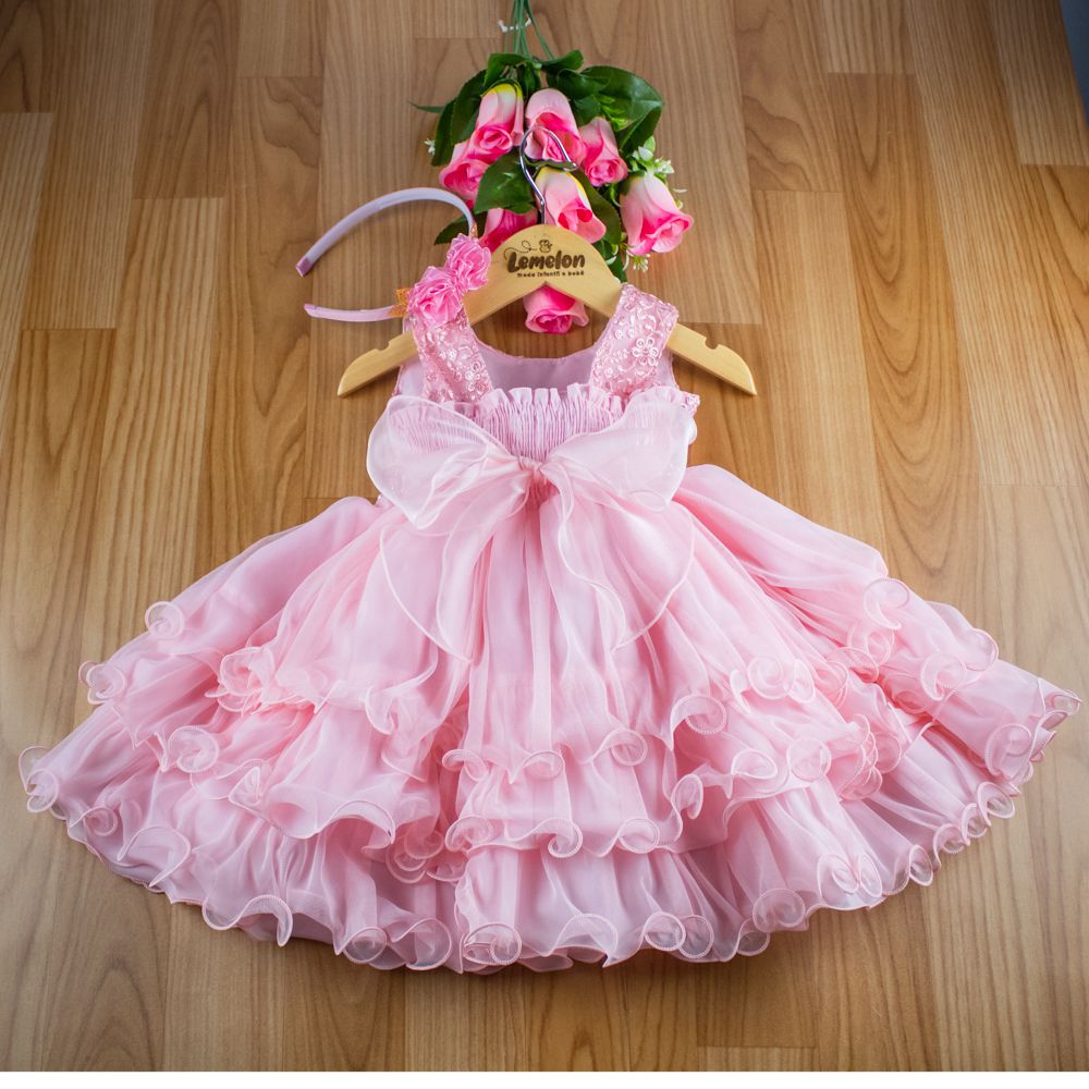 Vestido Infantil de Tule Rosa com Tiara - Roupa Infantil|Lemelon Moda  Infantil e Bebê
