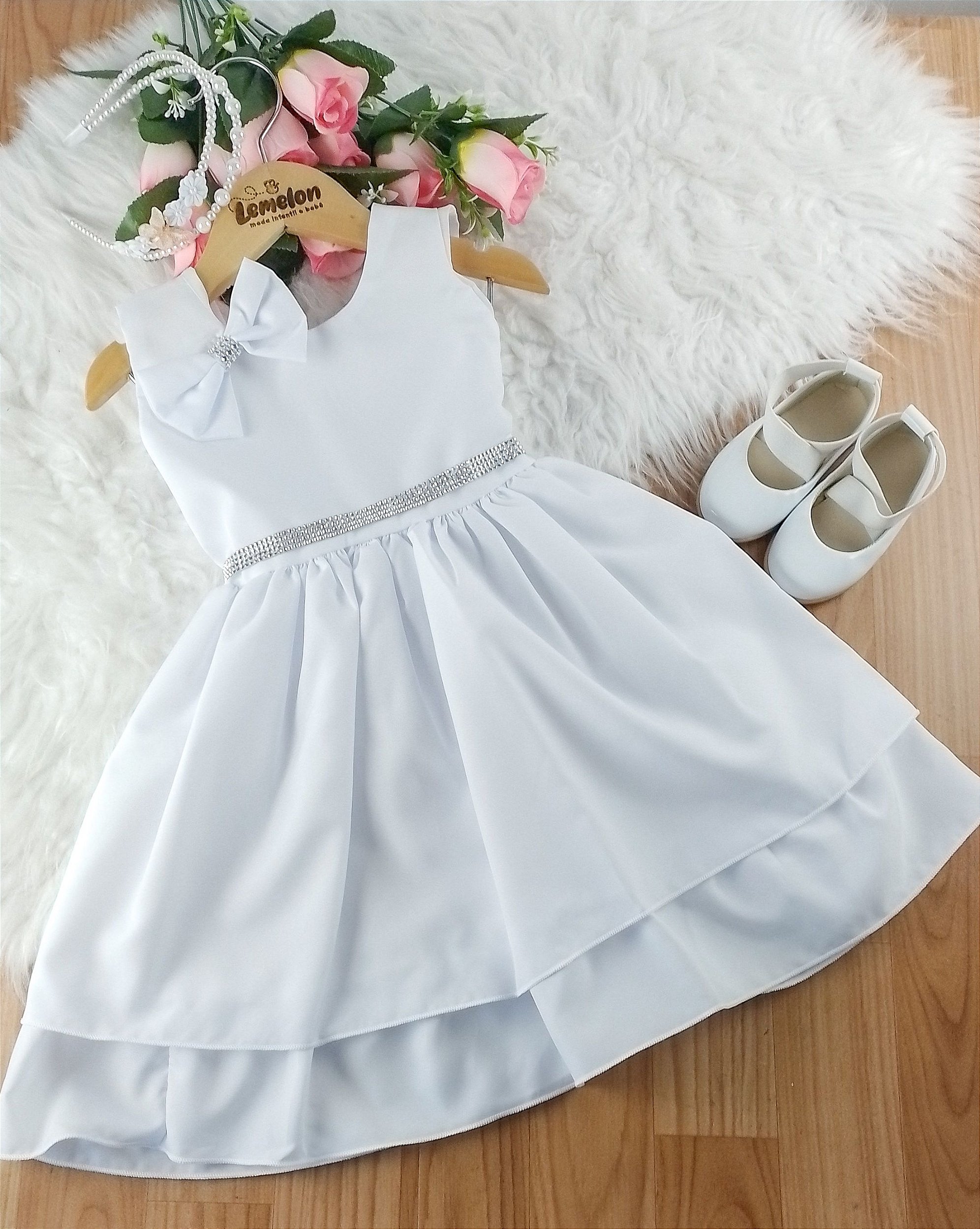 Vestido Infantil Feminino Branco - Roupa Infantil|Lemelon Moda Infantil e  Bebê