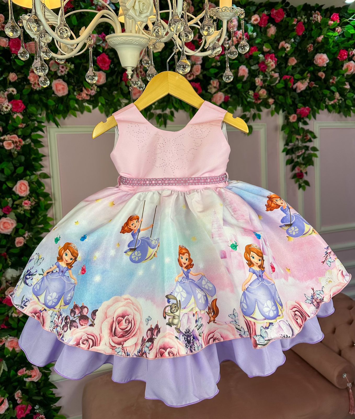 Vestido Infantil Temático Princesa Sofia Festa Aniversário