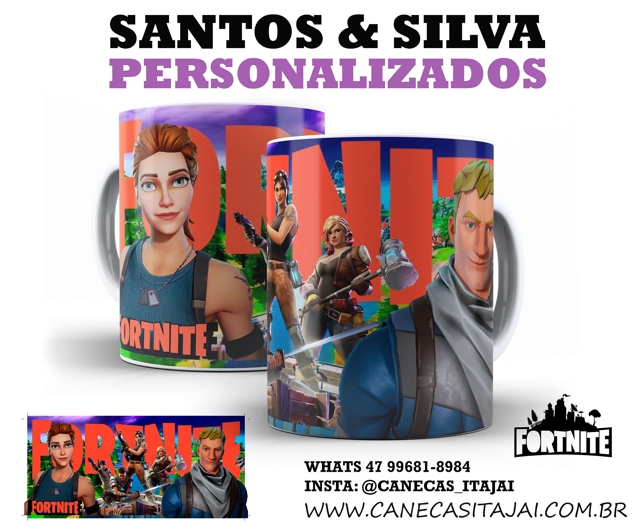 Caneca Gamer da Coleção Fortnite - Santos & Silva Personalizados