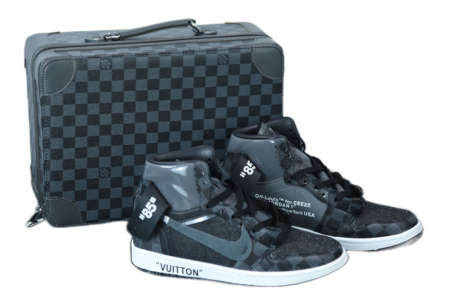 LV x Air Jordan 1 LV jointly customized # with presbyopia suitcase leather  to create an exclusive Logo covered with shoes. - Kitsociety