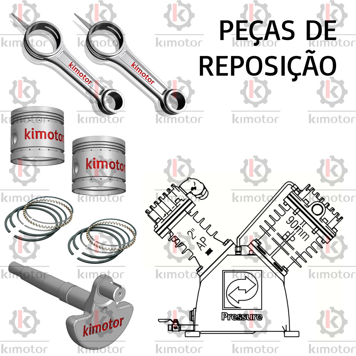 Compressor Pressure ONP 20 - 5HP 140lbs - KIMOTOR - Autorizada