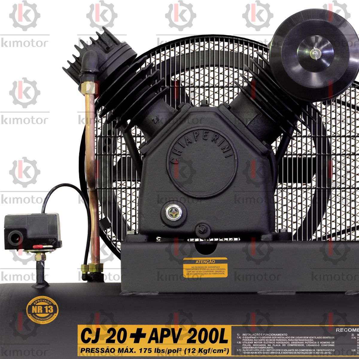 Compressor Chiaperini CJ 20+ APV 200L - 5HP 175lbs - KIMOTOR