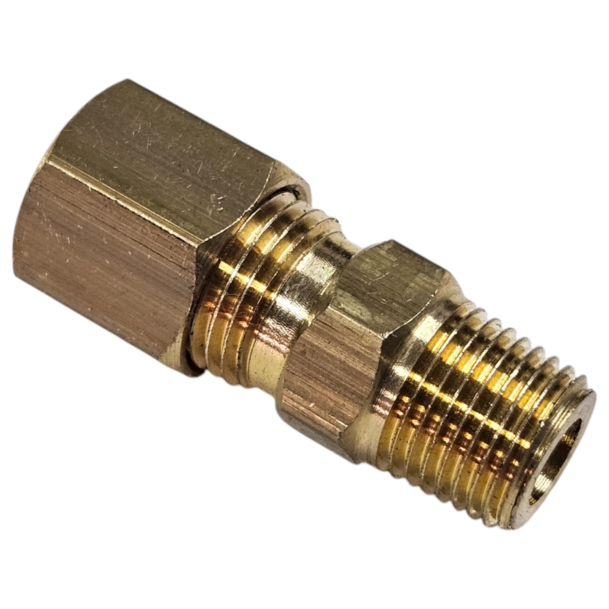 Conexão Reta em Latão x Anilha - 1/8 M x 1/4 A - NPT (CA1814R