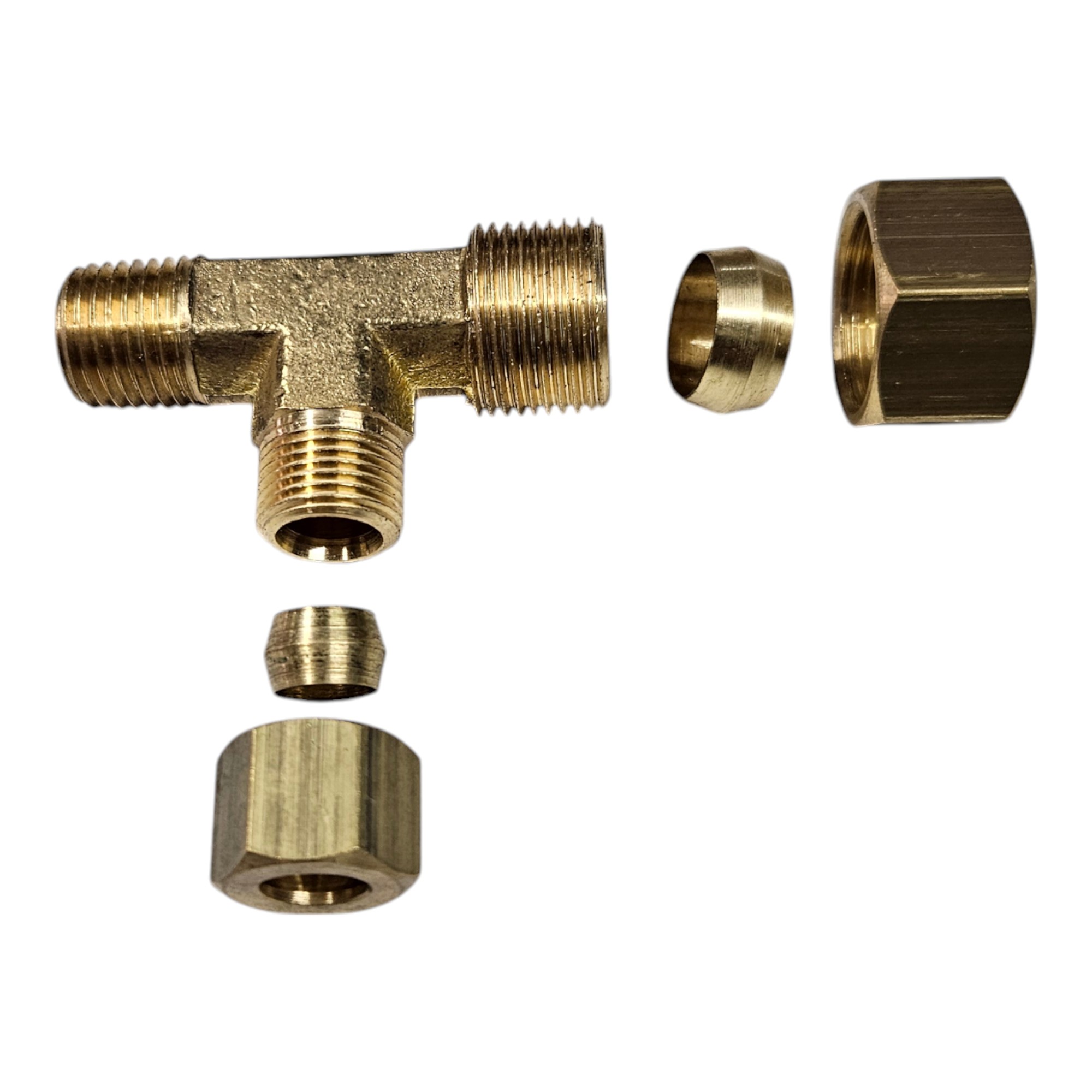 TEE Latão Schulz 1/4 M x 5/16 A x 1/2 A - CSV 10 Pro (003.0774-0