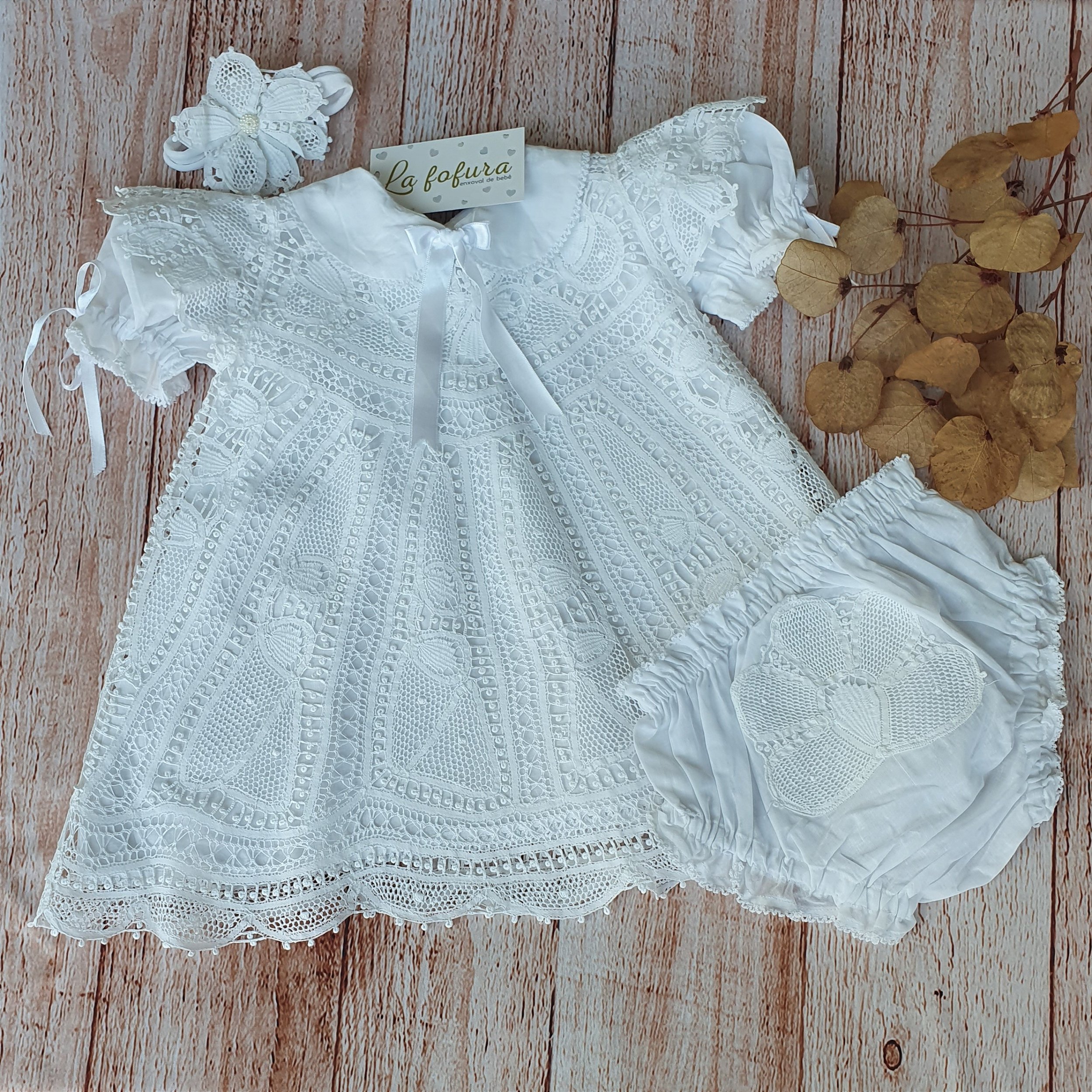 Vestido batizado La Fofura Enxoval de beb e Bolsas de Maternidade