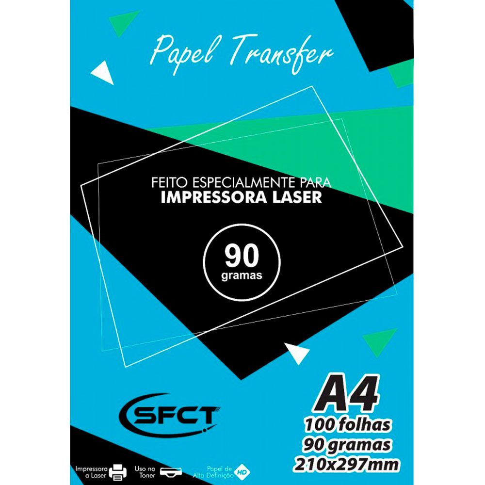 Papel Transfer Rígido Laser 90g A4 Com 100 Folhas SFCT - Valejet.com:  Toner, Tinta, Toner Refil e Tinta para Impressora