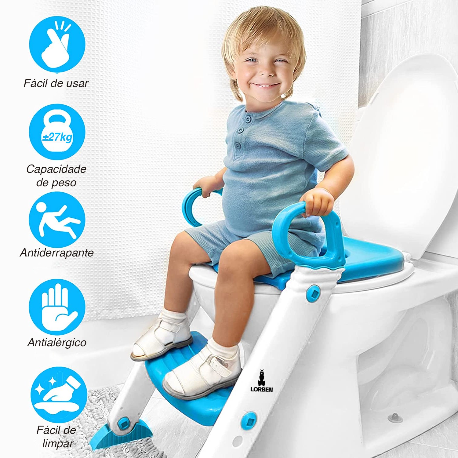Assento Redutor Infantil Lorben Com Escadinha Para Vaso Sanitário - Lorben