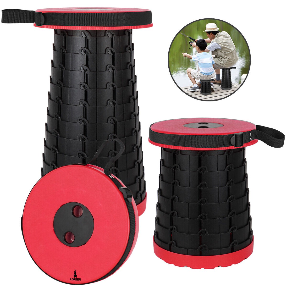 Banqueta Telescópica Banco Retrátil Lorben Tamborete Portátil Camping Altura Ajustável - Imagem 8