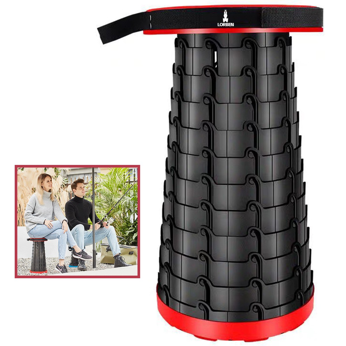 Banqueta Telescópica Banco Retrátil Lorben Tamborete Portátil Camping Altura Ajustável - Imagem 9