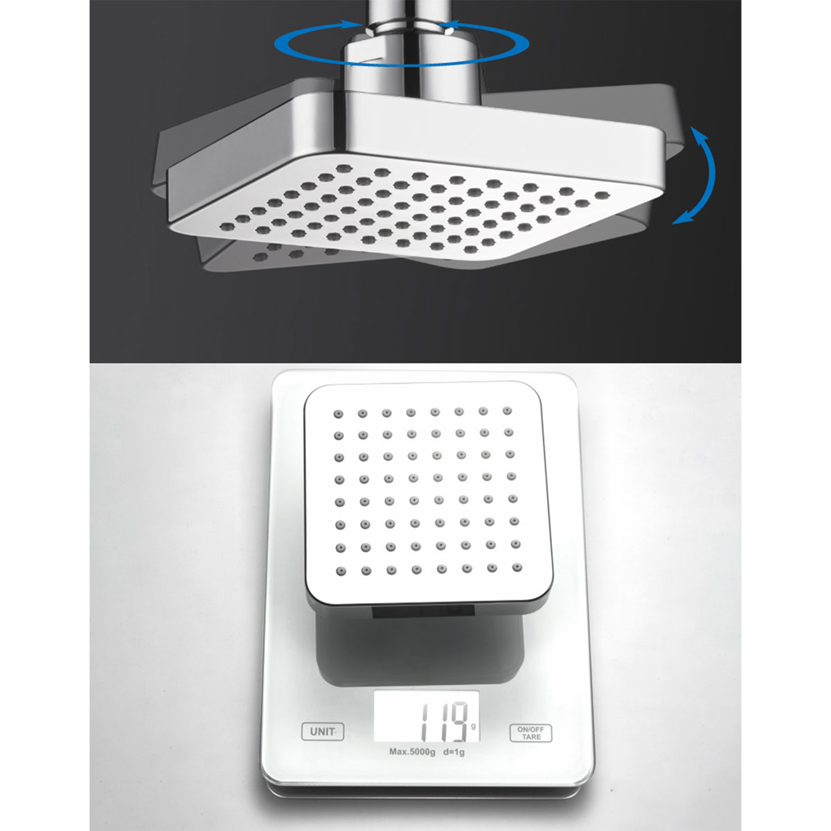Ducha Chuveiro Articulado Lorben Quadrado para Aquecedor Solar Gás - Lorben