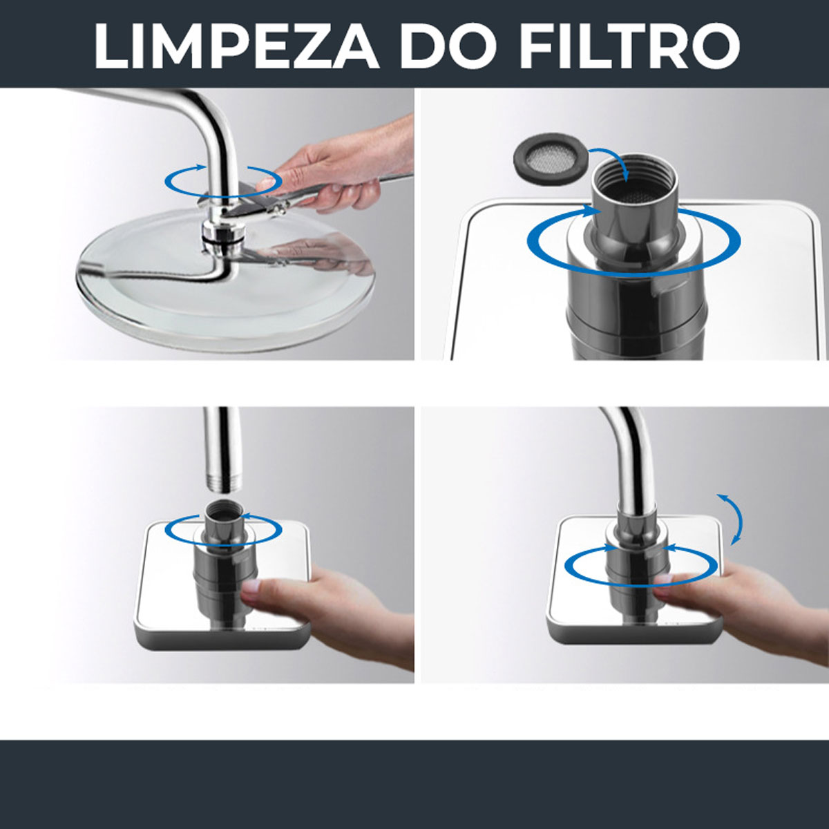 Ducha Chuveiro Articulado Lorben Quadrado para Aquecedor Solar Gás - Lorben