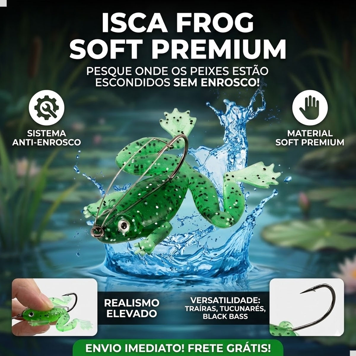 1. Isca Artificial Sapo Soft Anti Enrosco Traíra Tucunaré 5,5cm - Lorben