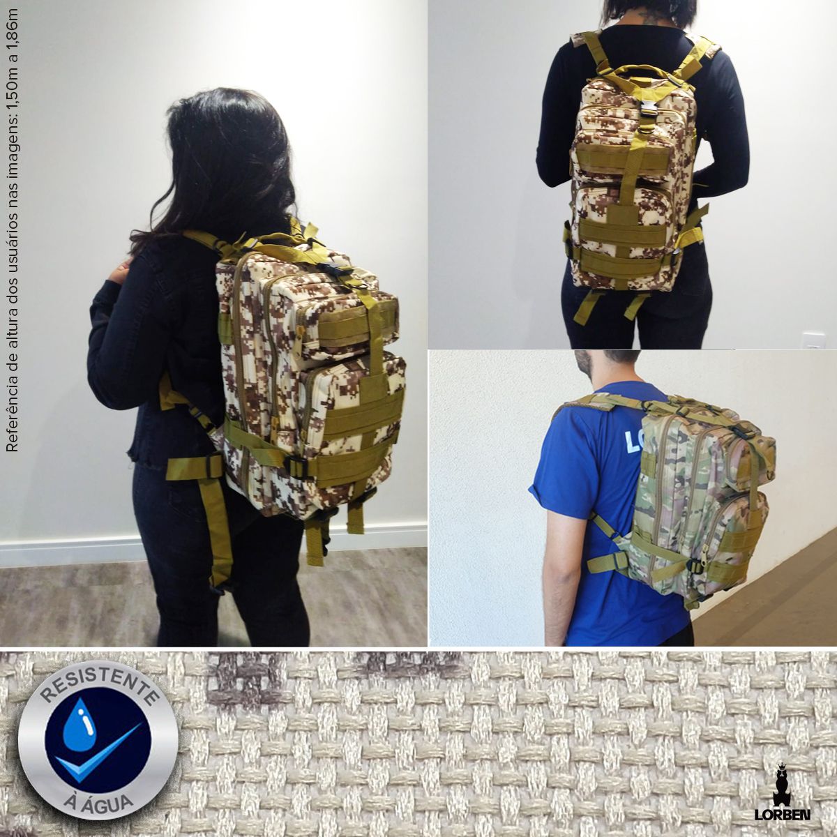 Mochila Tatica Camping Reforçada Militar Camuflada 30L Escolar