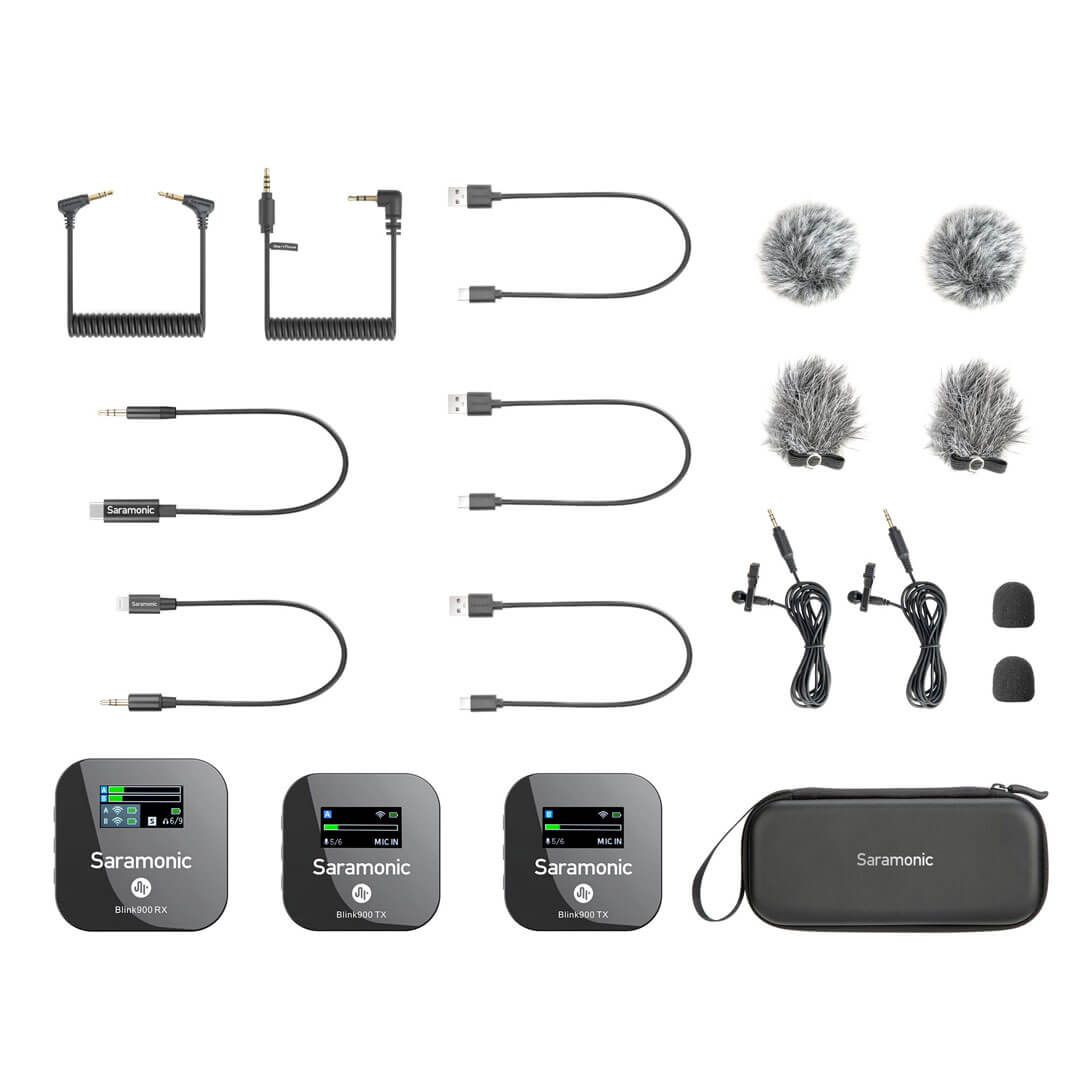 Sistema de Microfone Lapela sem fio duplo Profissional Completo