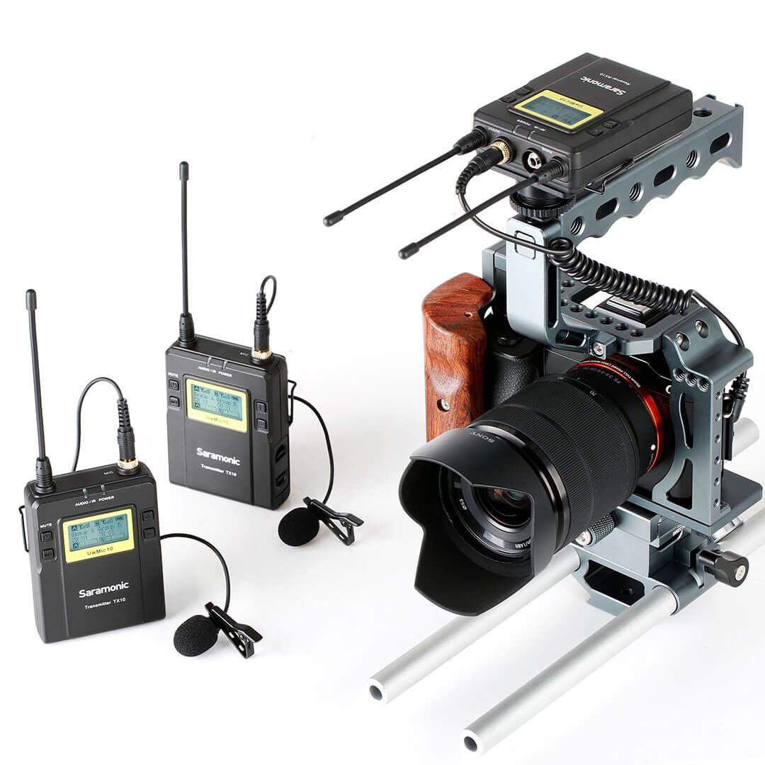Sistema sem fio profissisional UHF para camera com dois