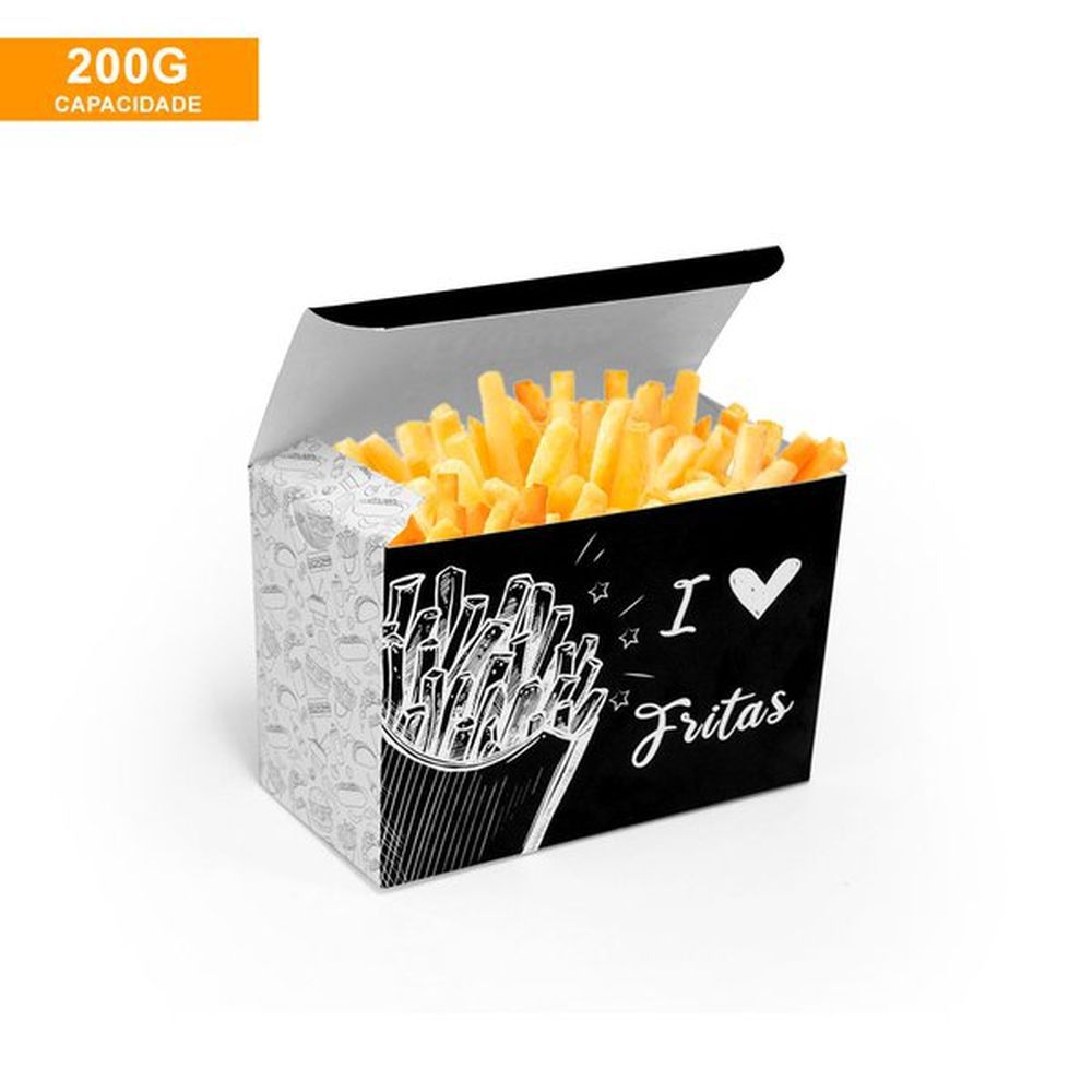 Caixa Batata Frita Preta Média ( 100 Unidades Promoção ) 