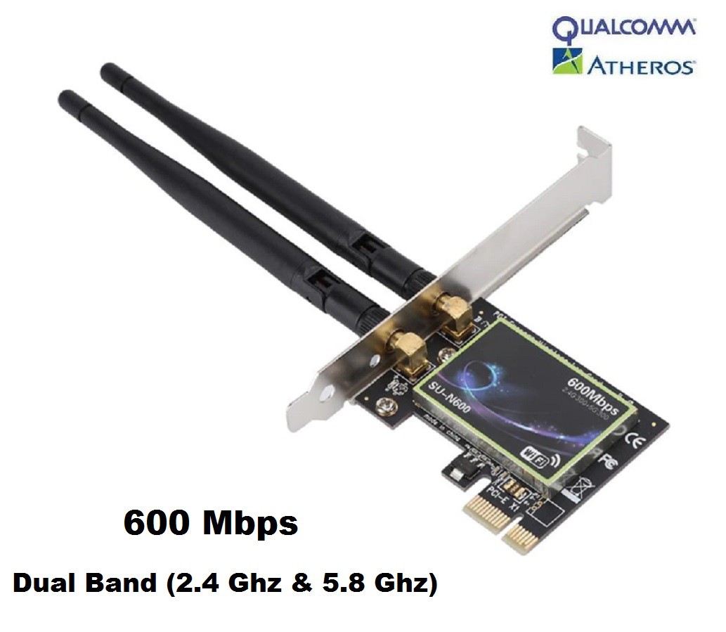 Placa de Rede Wifi Atheros Pci-Ex Dual Band (2.4/5.8 GHz) para Pcs -  RIKATECH
