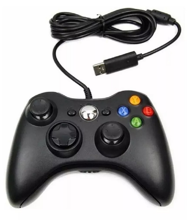 Controle Usb Com Fio Para Xbox 360 Computador Notebook Preto