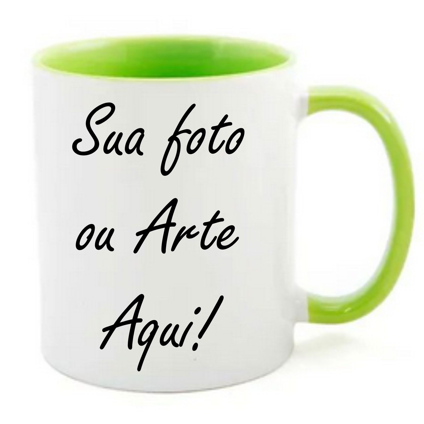 Caneca Porcelana Personalizada com sua ideia Alças Brancas e