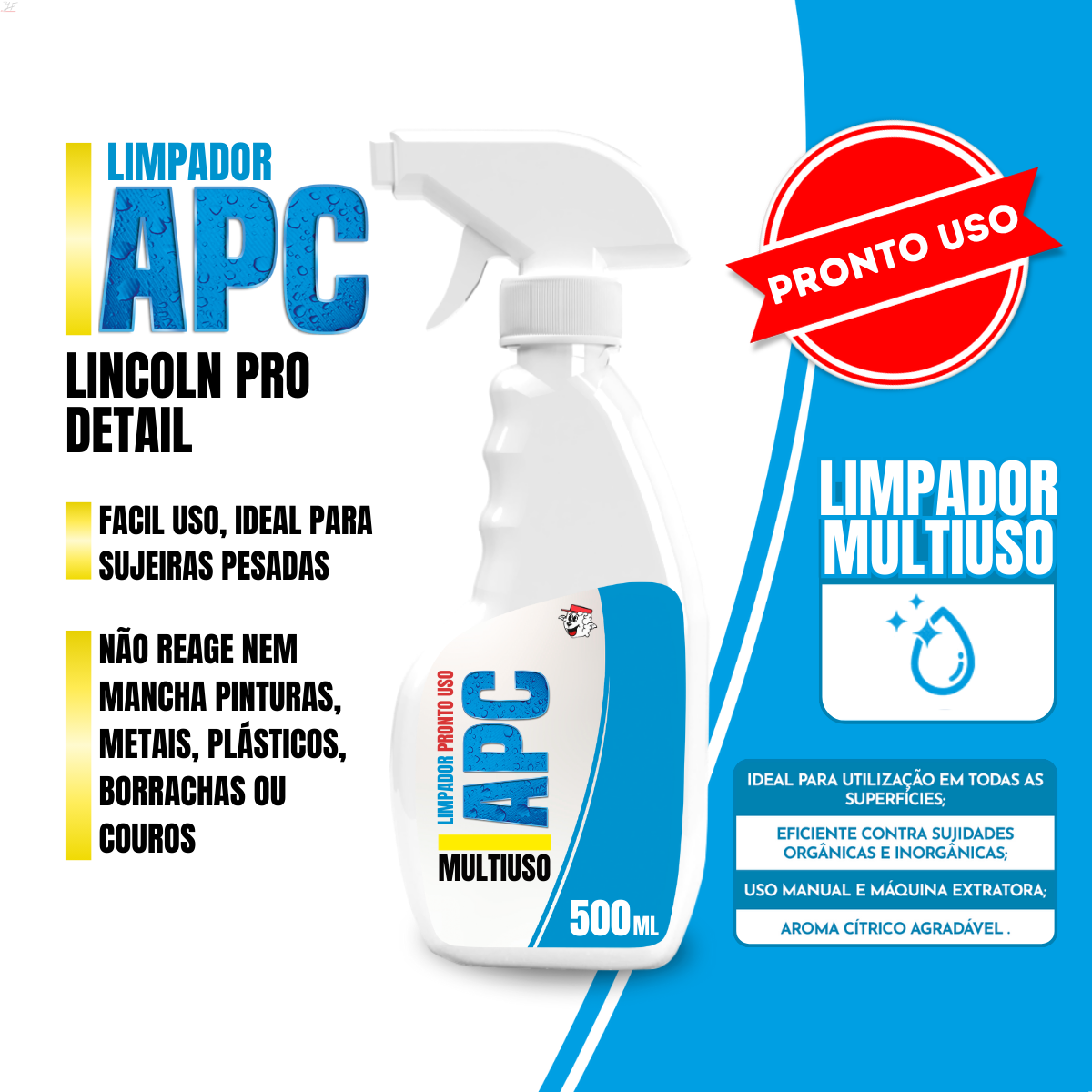 LL1 LIMPADOR PRONTO USO APC 500ML C/ PULVERIZADOR - LINCOLN - 500