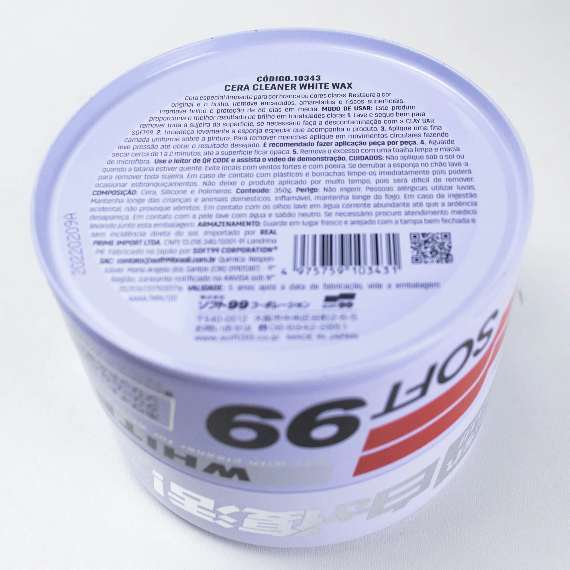 CERA WHITE CLEANER 350G - SOFT99 - 500 Pro Produtos Para Estética