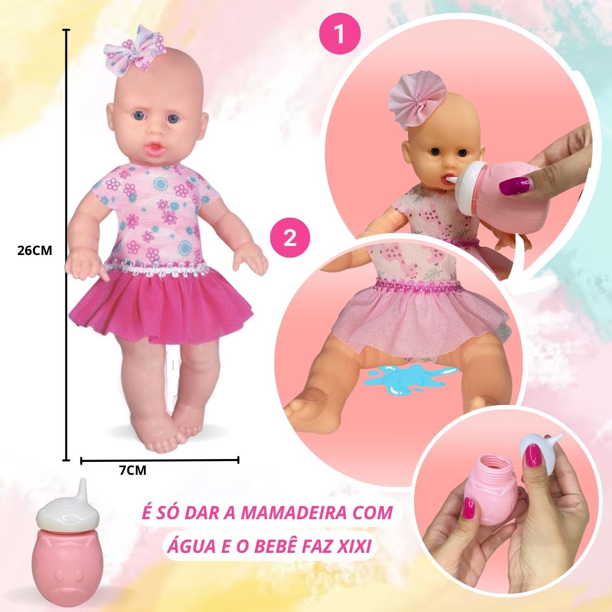 Boneca Sukinho Baby Com Mamadeira Brinquedo Infantil Menina - Minisclub