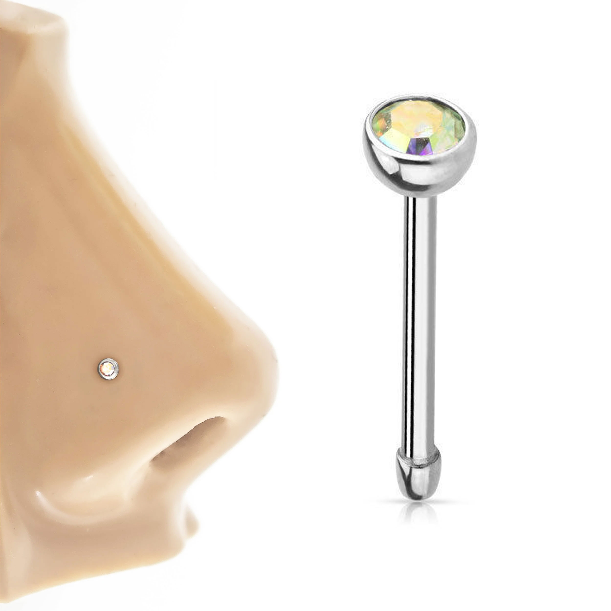 Piercing De Nariz Nostril Com Pedra Aço Cirurgico