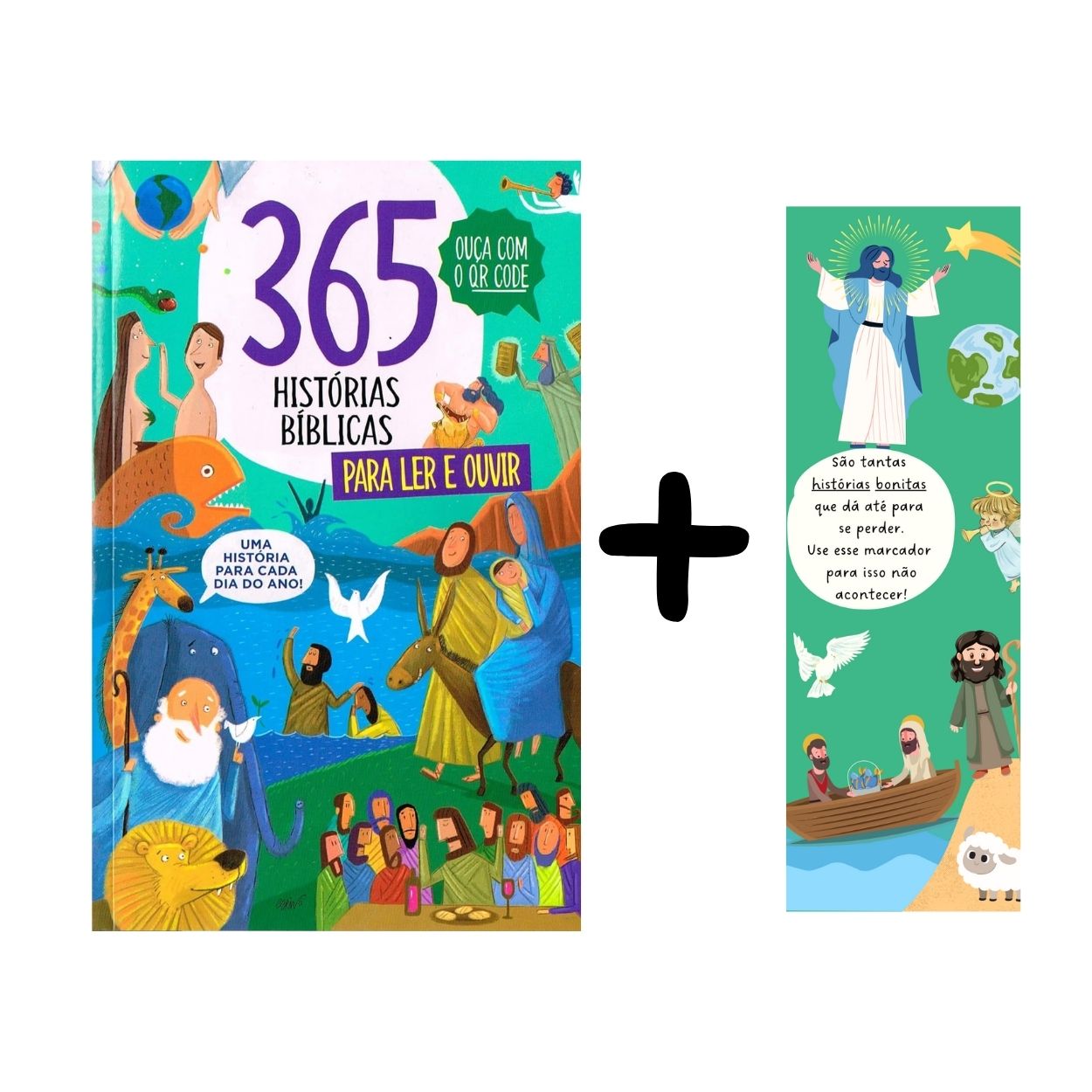 Kit 02 Livros Infantil 365 Histórias Bíblicas Para Ler e Ouvir +