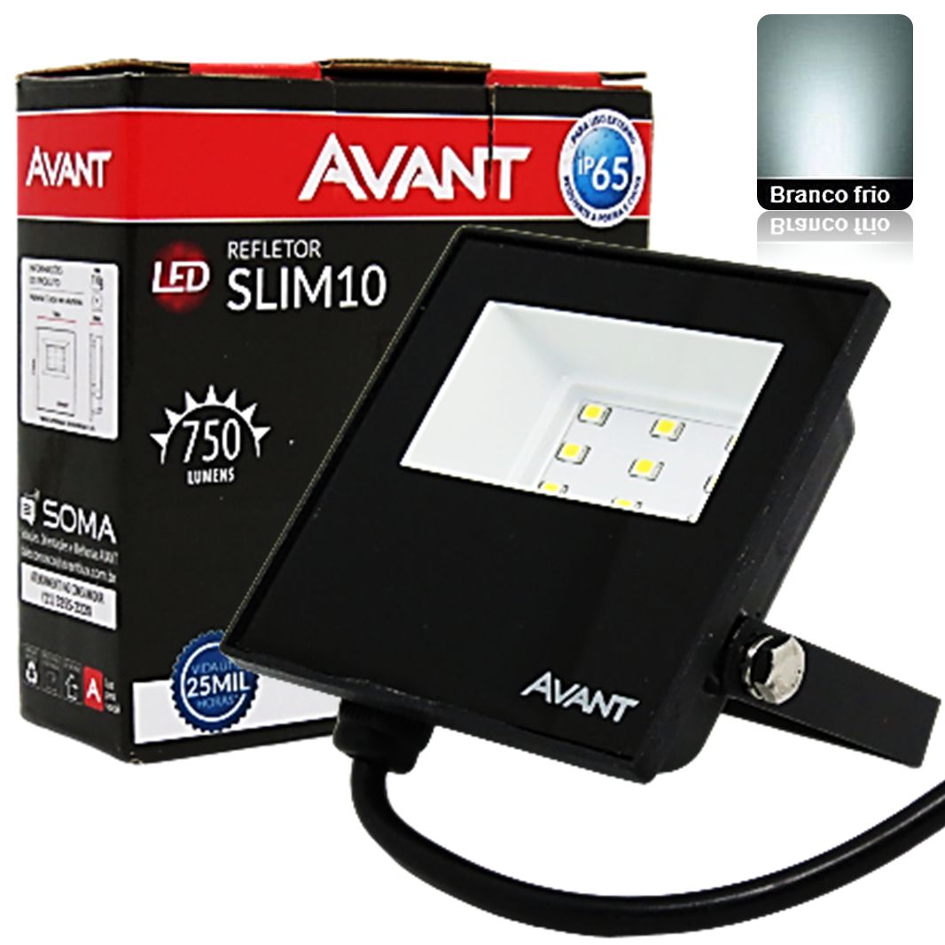 Mini Refletor Holofote LED SLIM10 Branco Frio 6500K IP65 - BENLUZ-  Especialistas em Iluminação