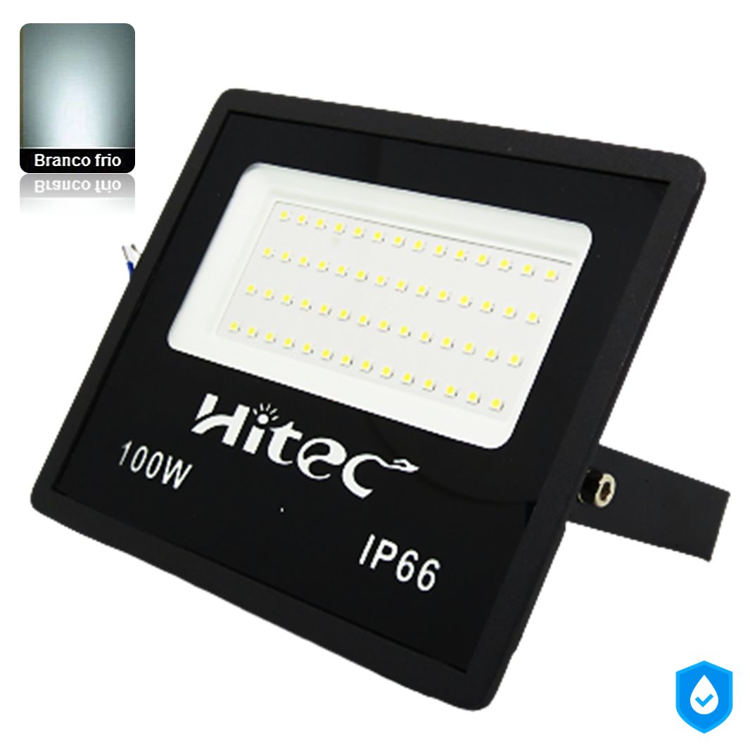 Refletor LED 100W Branco Frio IP66 Compacto Bivolt - BENLUZ- Especialistas  em Iluminação