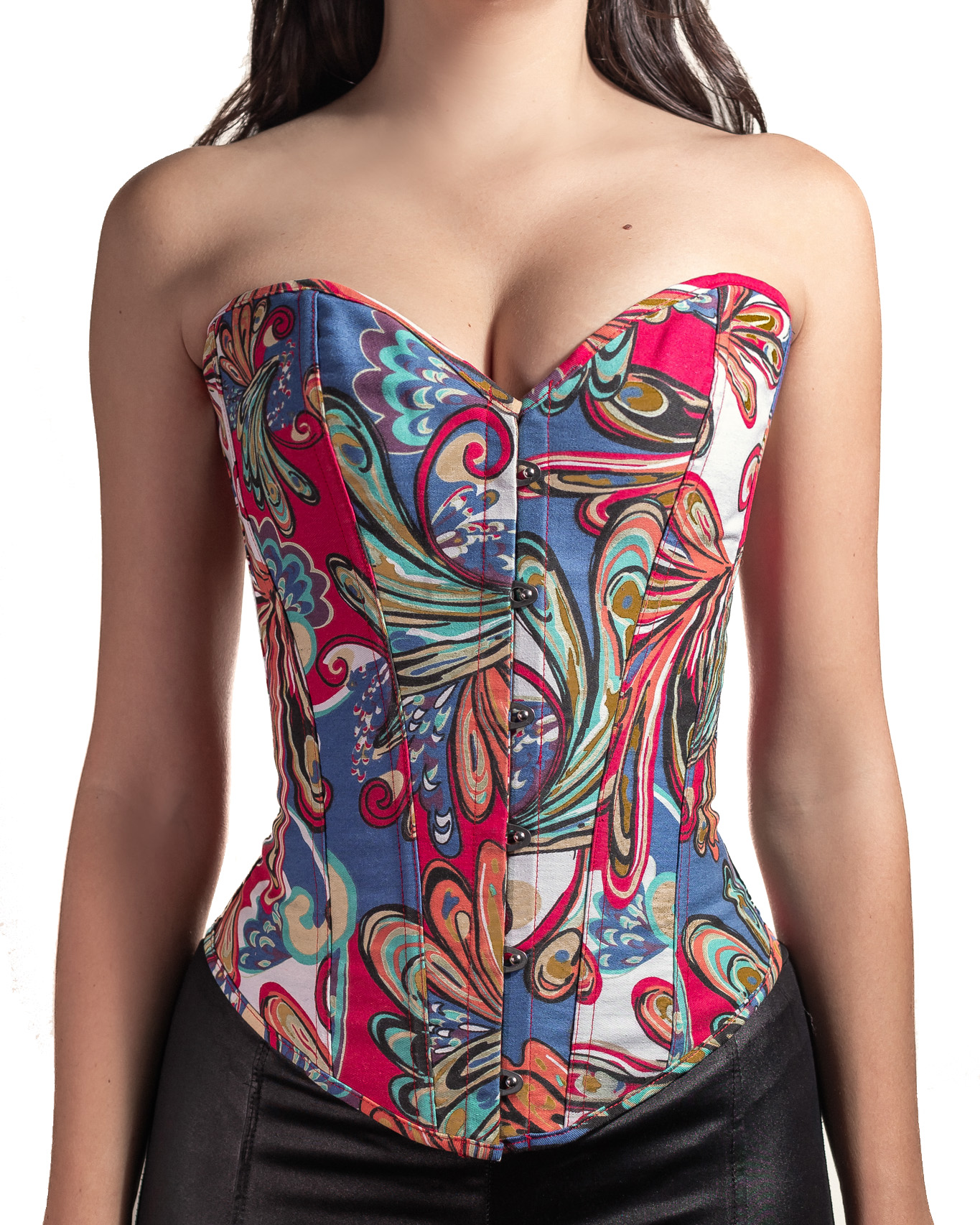 Corset Corselet Espartilho Modela Cintura Linha Aquarela Várias