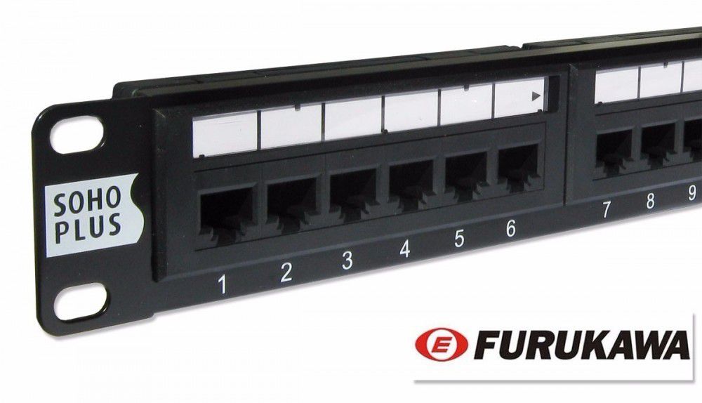 PATCH PANEL 24 PORTAS RJ45 CAT 5E SOHOPLUS FURUKAWA - CabFlix