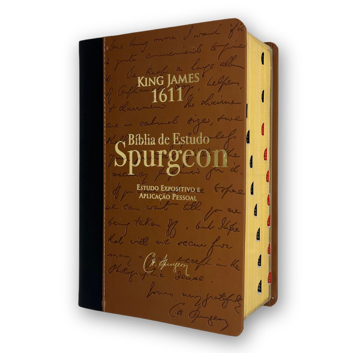 Bíblia De Estudo Spurgeon Marrom/Preto BKJ 1611 Índice Letra Grande Gospel Commerce Sua