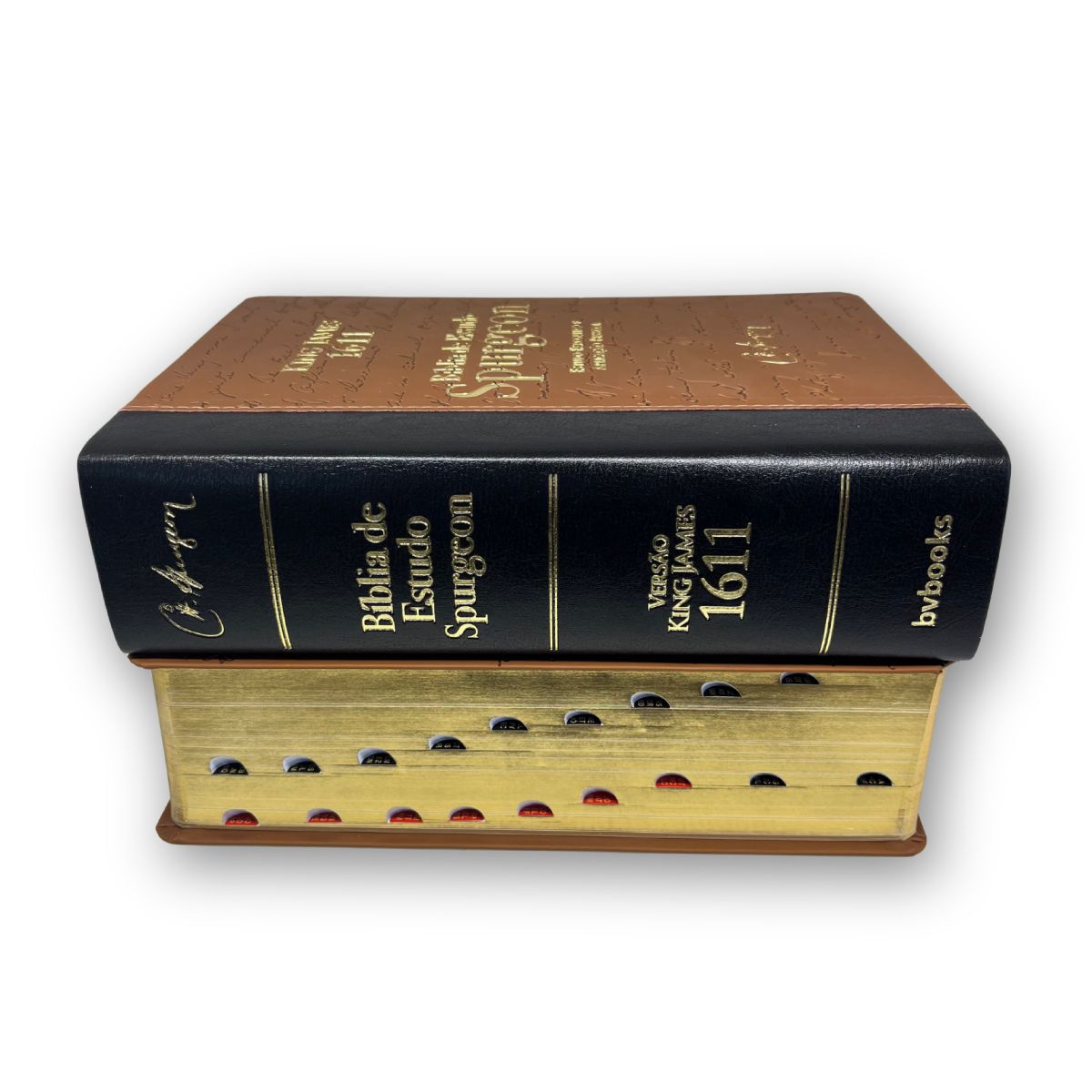Bíblia De Estudo Spurgeon Marrom/Preto BKJ 1611 Índice Letra Grande Gospel Commerce Sua