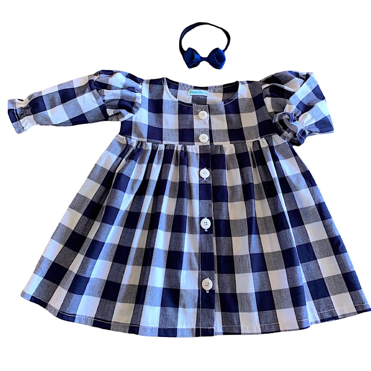 Vestido de Bebê Xadrez Azul Luxo Manga Longa 100% Algodão com Tiara -  Valentina - Mundo Nina Kids - A Sua Loja de Roupa de Bebê e Kids feminino