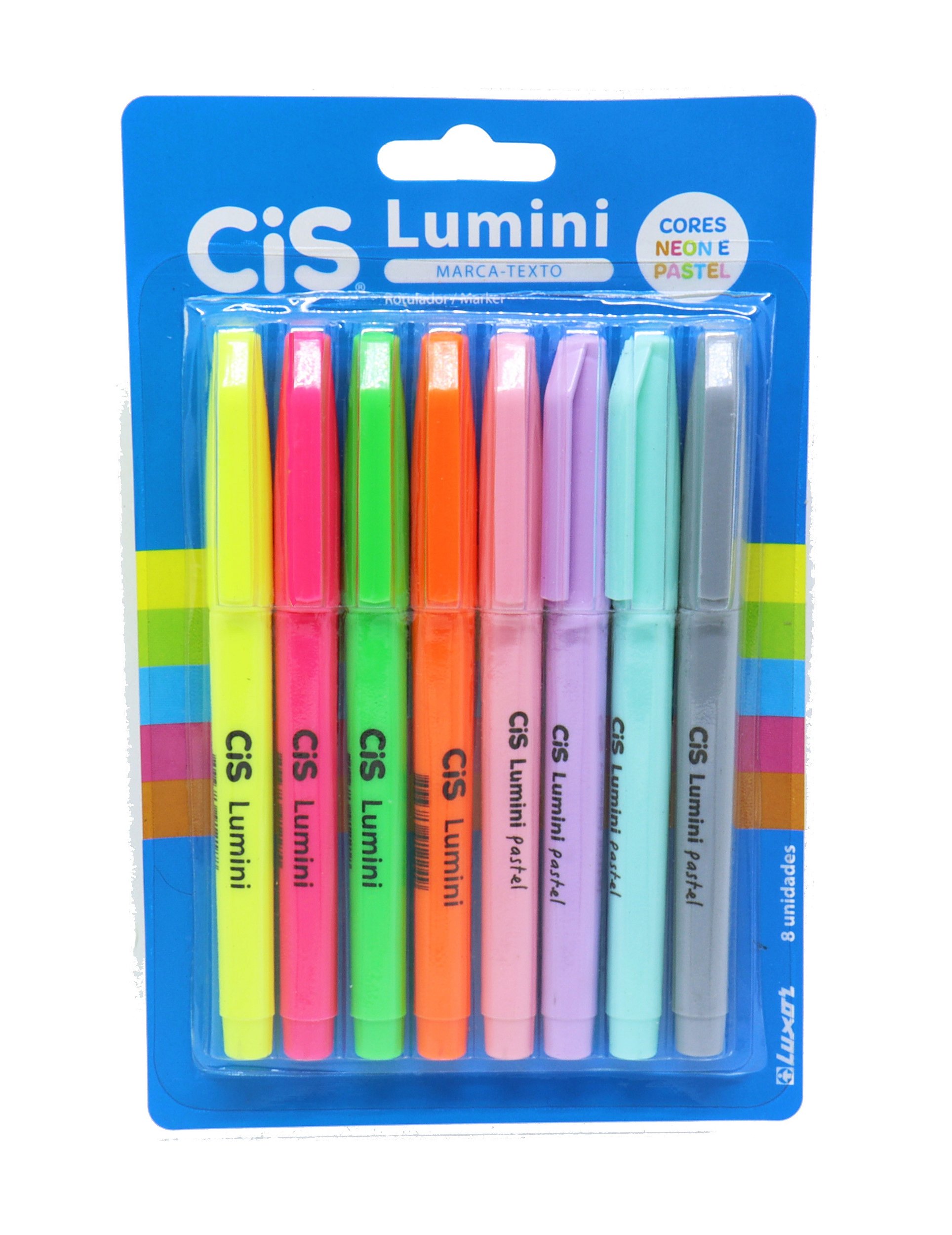 Kit Marca texto Lumini com 8 cores Neon + Pastel (1 unidade) - CIS -  Fofuras da Sol papelaria - Sacolão