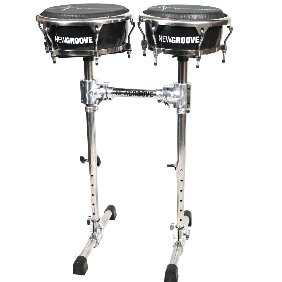 Congas Conga Compactas NewGroove 11.06 e 12.06 Par com Rack Preta